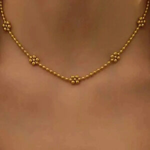 18K Gold-Filled Beaded Flower Necklace